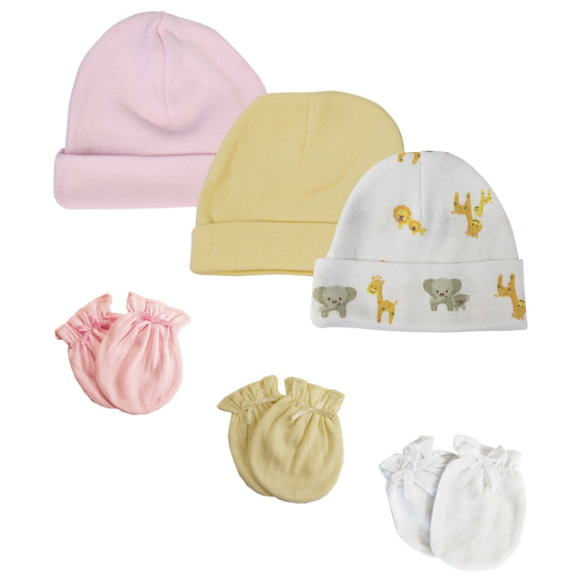 Baby Girls Caps and Mittens (Pack of 6) NC_0384
