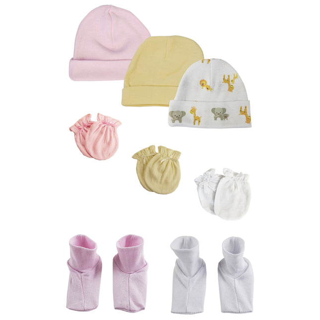 Baby Girls Caps, Booties and Mittens (Pack of 8) NC_0385
