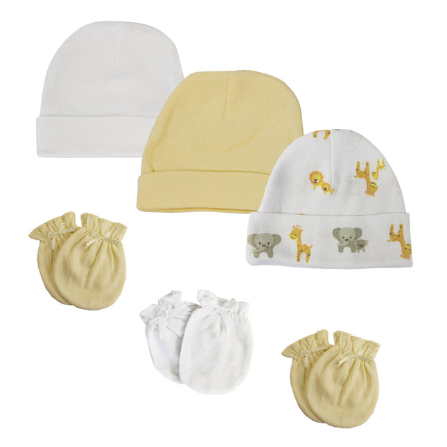 Baby Boy, Baby Girl, Unisex Infant Caps and Mittens (Pack of 6) NC_0389