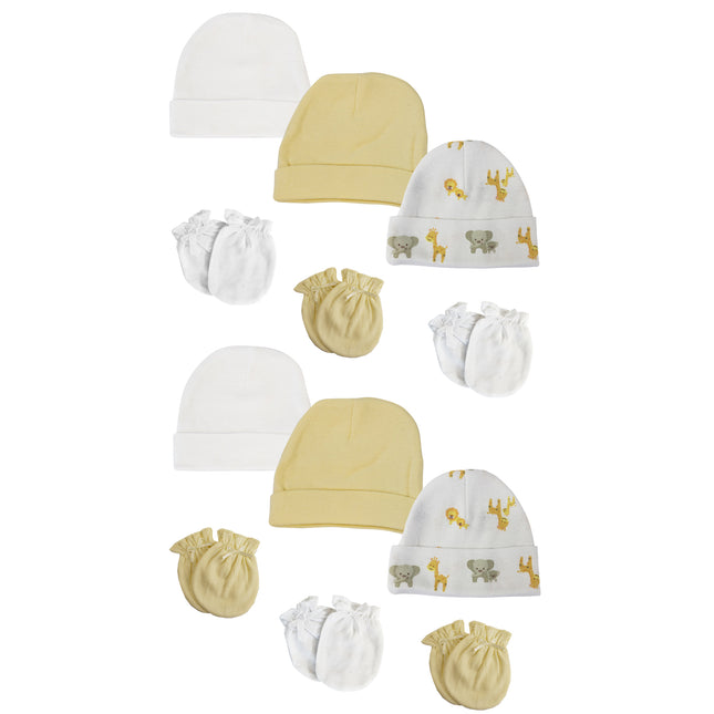 Baby Boy, Baby Girl, Unisex Infant Caps and Mittens (Pack of 12) NC_0391