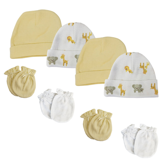 Baby Boy, Baby Girl, Unisex Infant Caps and Mittens (Pack of 8) NC_0394