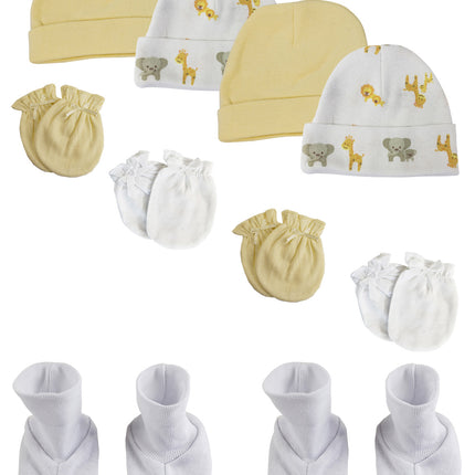 Baby Boy, Baby Girl, Unisex Infant Caps, Booties and Mittens (Pack of 10) NC_0395