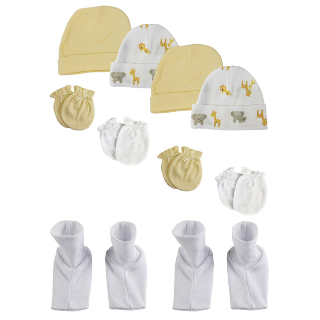 Baby Boy, Baby Girl, Unisex Infant Caps, Booties and Mittens (Pack of 10) NC_0395