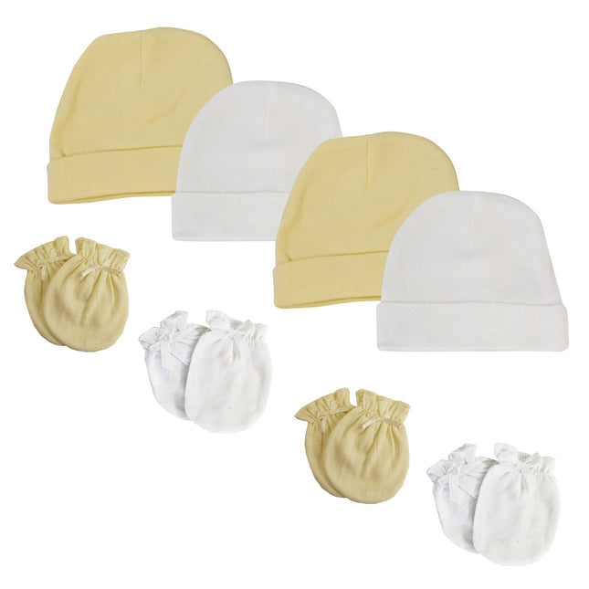 Baby Boy, Baby Girl, Unisex Infant Caps and Mittens (Pack of 8) NC_0400