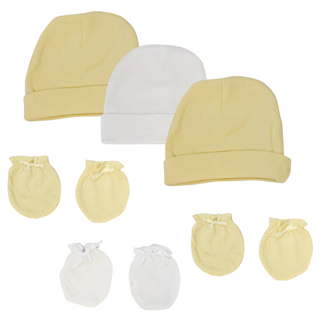 Baby Boy, Baby Girl, Unisex Infant Caps and Mittens (Pack of 6) NC_0401