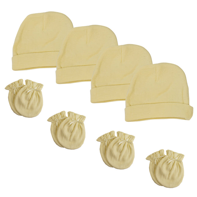 Baby Boy, Baby Girl, Unisex Infant Caps and Mittens (Pack of 8) NC_0402