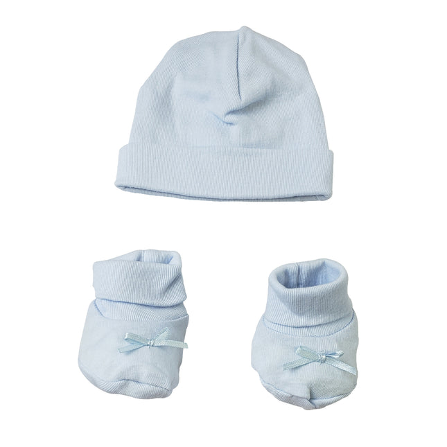 Preemie Baby Cap & Bootie Set - Blue 033PBLUE