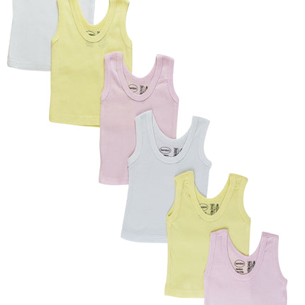 Girls Six Pack Pastel Tank Top 0366Pack