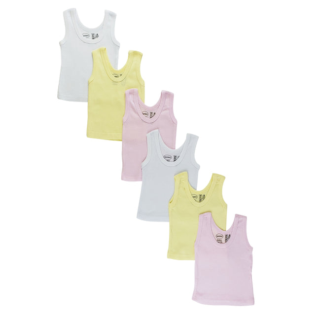 Girls Six Pack Pastel Tank Top 0366Pack