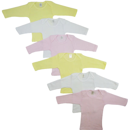 Girls Pastel Variety Long Sleeve Lap T-shirts  6 Pack 052_052