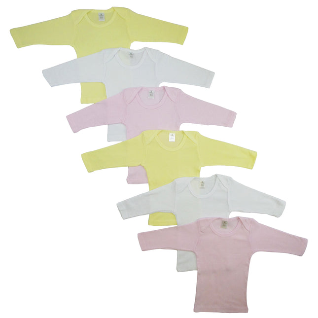Girls Pastel Variety Long Sleeve Lap T-shirts  6 Pack 052_052