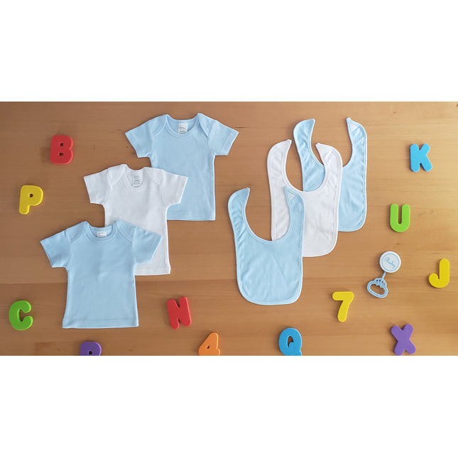 Blue and White Shirts with Bibs 6 pc LS_0654