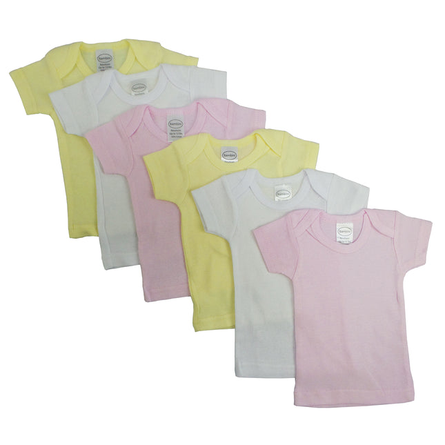 Girls Pastel Variety Short Sleeve Lap T-shirts 6 Pack 057_057