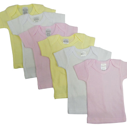 Girls Pastel Variety Short Sleeve Lap T-shirts 6 Pack 057_057