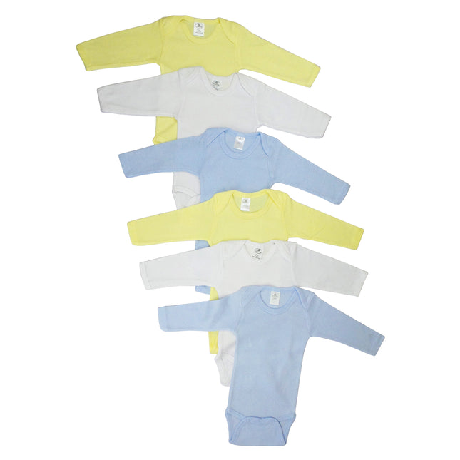 Boys Pastel Long Sleeve Onezie 6 Pack 100_100