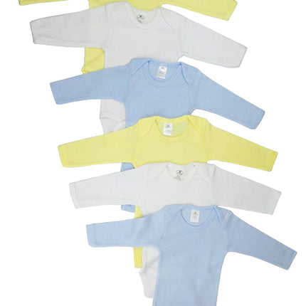 Boys Pastel Long Sleeve Onezie 6 Pack 100_100