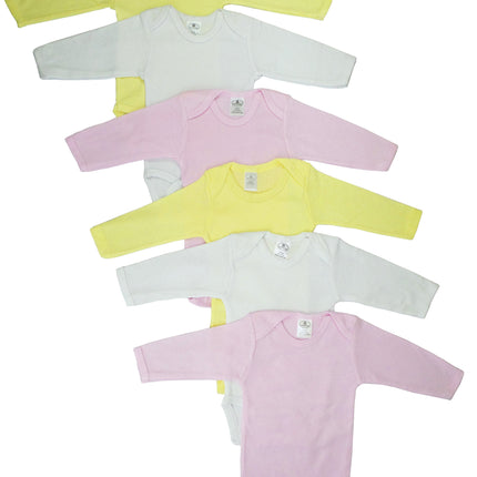 Girls Pastel Long Sleeve Onezie 6 Pack 101_101