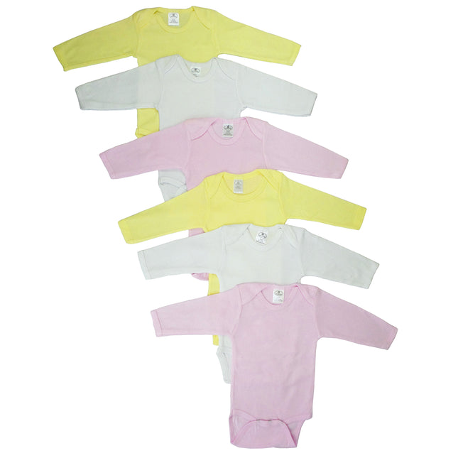 Girls Pastel Long Sleeve Onezie 6 Pack 101_101