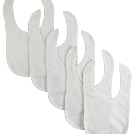 Solid White Bib (Pack of 5) White.1024.5.Packs