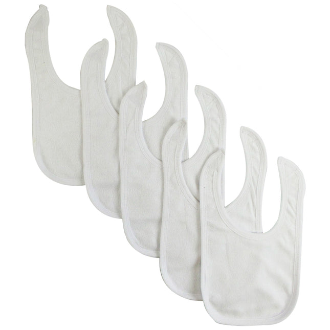 Solid White Bib (Pack of 5) White.1024.5.Packs