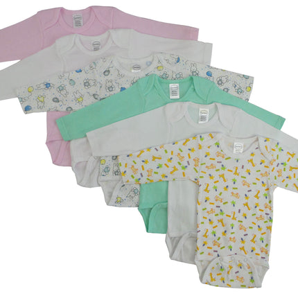 Girls Long Sleeve Printed Onezie Variety 6 Pack 102_103