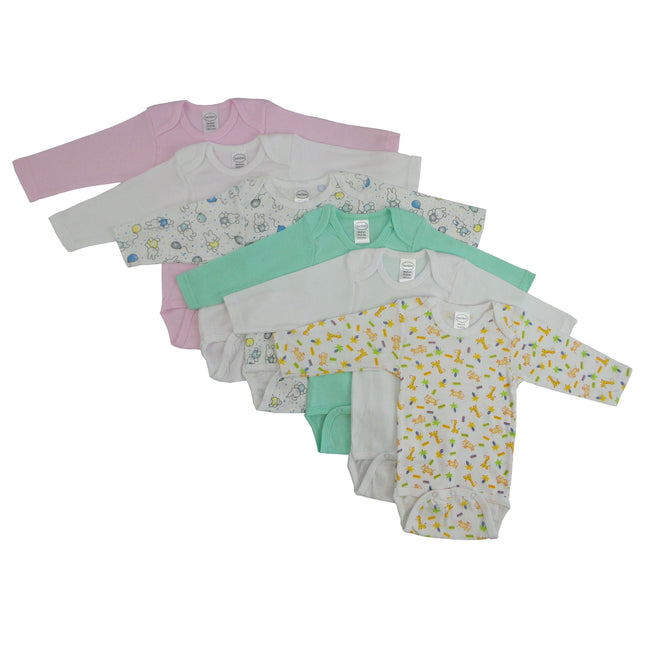 Girls Long Sleeve Printed Onezie Variety 6 Pack 102_103