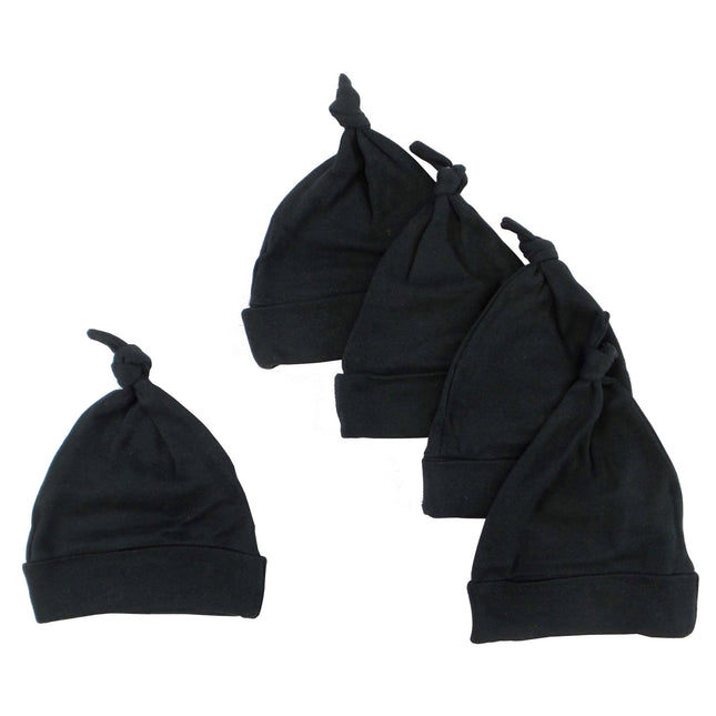 Black Knotted Baby Cap (Pack of 5) 1100-BLACK-5