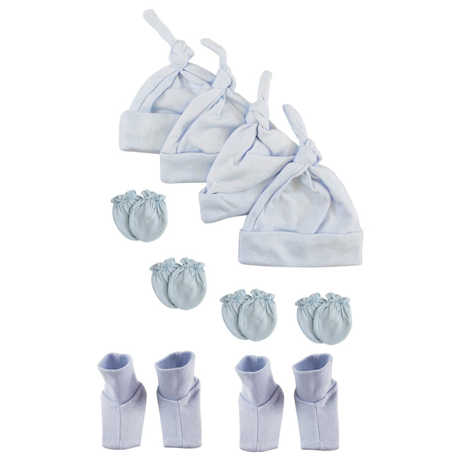 Boys Knotted Caps , Booties and Mittens - 10 Piece Set NC_0940