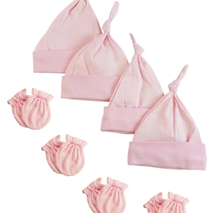 Girls Knotted Caps and Mittens - 8 Piece Set NC_0941