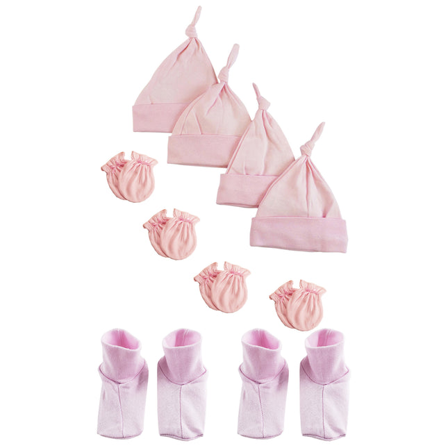 Girls Knotted Caps , Booties and Mittens - 10 Piece Set NC_0942