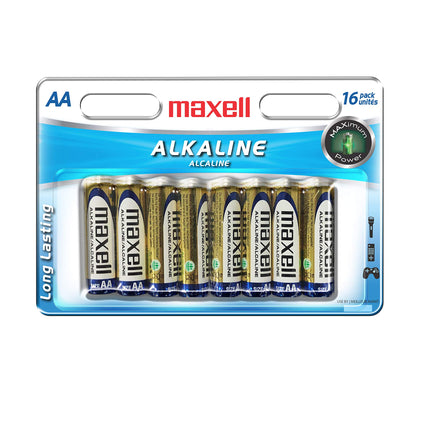 Maxell 723466 Ready-to-go Long Lasting and Reliable Alkaline Battery AA Cell 16-Pack with High Compatibility