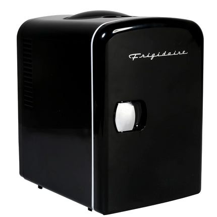 Frigidaire Mini Portable Compact Personal Fridge Cooler, 4 Liter Capacity Chills Six 12 oz Cans, 100% Freon-Free & Eco Friendly, Includes Plugs for Home Outlet & 12V Car Charger - Black