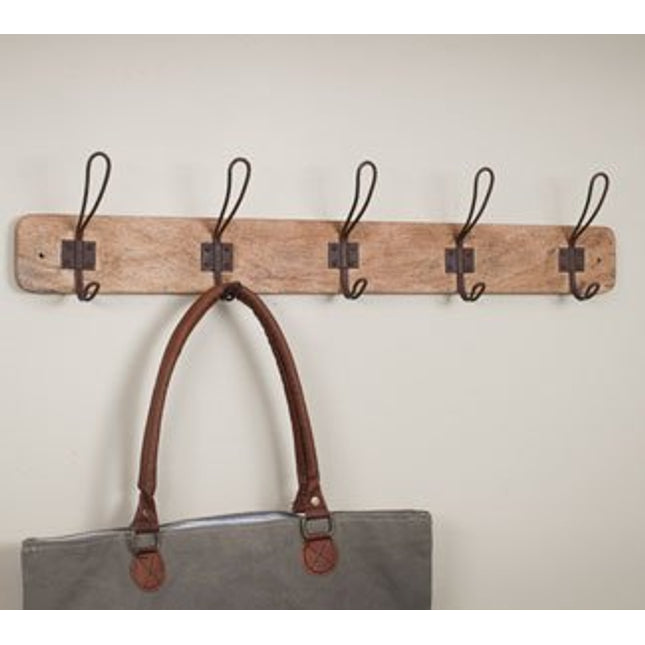 Colonial Tin Rustic Wood Entryway Rack