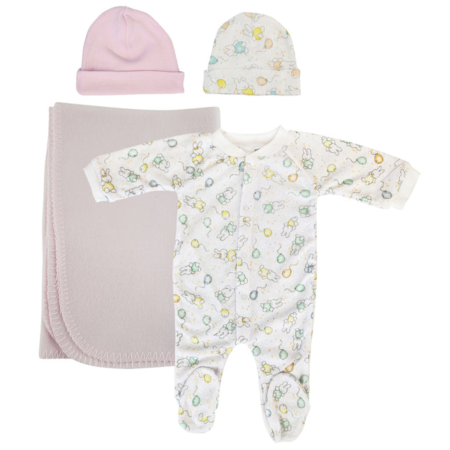 Girls Newborn Baby 4 Pc Layette Sets NC_0956