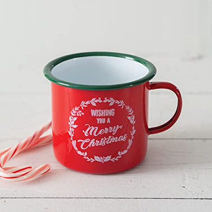 Wishing You A Merry Christmas Enameled Mug