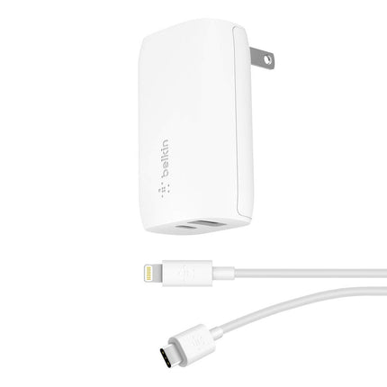 Belkin USB-C Wall Charger 30W W/ 4Ft USB-C to Lightning Cable (iPhone Fast Charger for iPhone 11, 11 Pro, 11 Pro Max, XS, XS Max, XR, X, 8, 8 Plus, iPhone SE 2020) iPhone Charger, iPhone Wall Charger