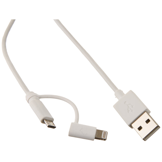 Ematic 3-Foot 2-in-1 USB to Lightning and microUSB Cable, MFI Certified