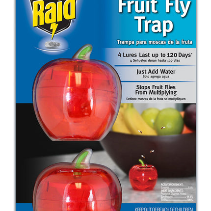 Raid Flytrap 2PK-FFTA Apple Fruit Fly Traps, 2 pk, Red