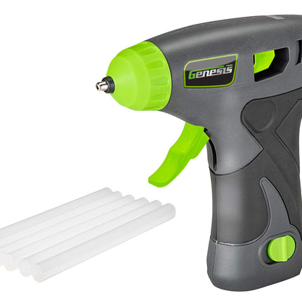 Genesis GLGG08B Cordless Hot Glue Gun with Glue Sticks, Rechargeable Removable Battery, Rapid Heat-Up, Charger and 2 Year Warranty