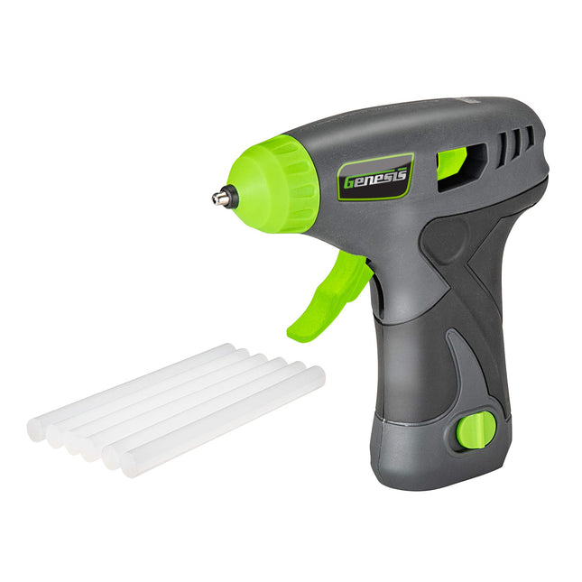 Genesis GLGG08B Cordless Hot Glue Gun with Glue Sticks, Rechargeable Removable Battery, Rapid Heat-Up, Charger and 2 Year Warranty