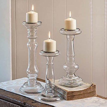 CTW Home Collection 370339 Set of Three Glass Pillar Candle Holders