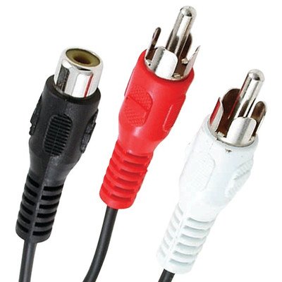 Y Adapter with 2 RCA Plugs to 1 RCA Jack [Set of 5]
