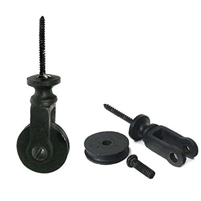 Colonial Tin Works Screw In Pulley Wheel, Set of 2 Ceiling or Wall Industrial Decor Pulleys System, For Pendant Lights