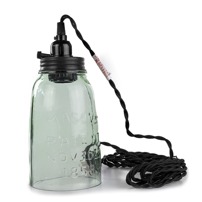 Quart Open Bottom Mason Jar Pendant Lamp - Rustic Brown