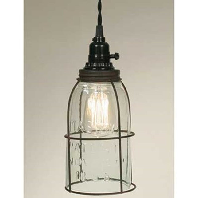 Colonial Tin Works Rustic Half Gallon Caged Mason Jar Open Bottom Industrial Pendant Light Lamp Gr, Multicolor,