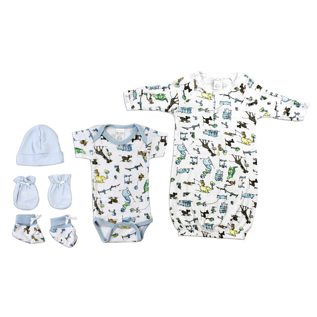 Newborn Baby Boys 5 Pc Layette Baby Shower Gift Set LS_0079