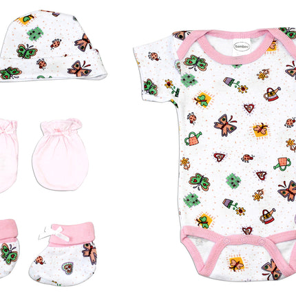 Newborn Baby Girls 4 Pc Layette Baby Shower Gift Set LS_0082