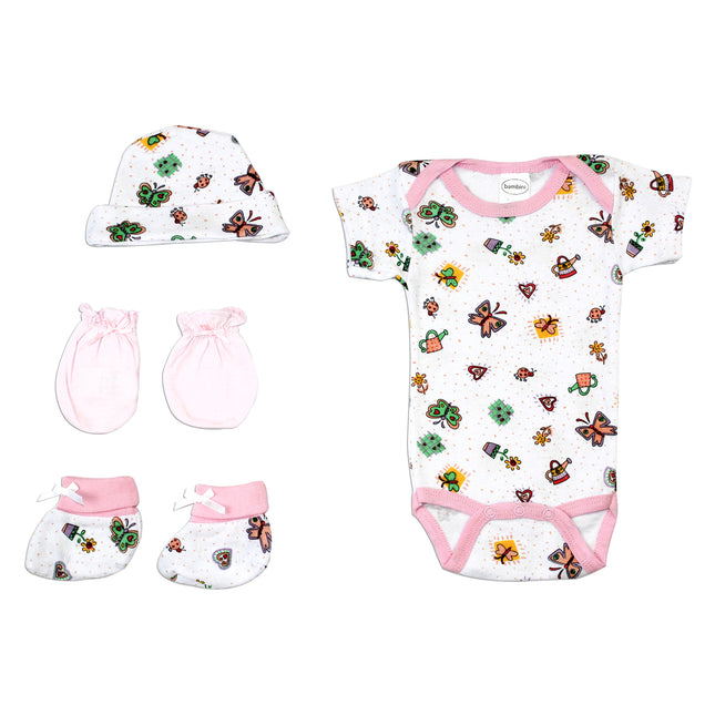 Newborn Baby Girls 4 Pc Layette Baby Shower Gift Set LS_0082
