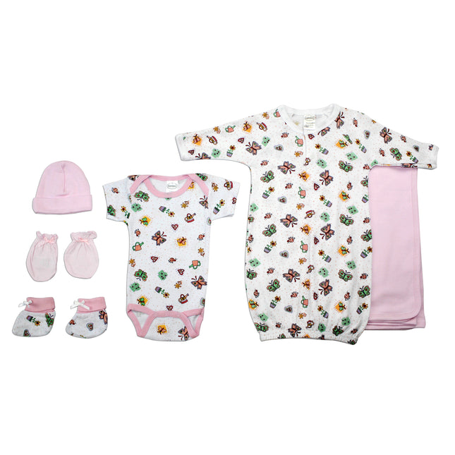 Newborn Baby Girls 6 Pc Layette Baby Shower Gift Set LS_0085