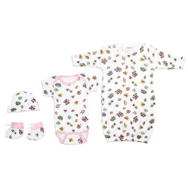 Newborn Baby Girls 4 Pc Layette Baby Shower Gift Set LS_0086